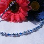 Light Blue Swarovski Pearl Necklace With Capri..