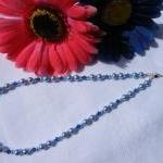 Light Blue Swarovski Pearl Necklace With Capri..