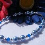Light Blue Swarovski Pearl Bracelet With Capri..