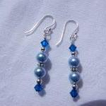 Light Blue Swarovski Pearl Earrings With Capri..