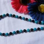 Turquoise & Black Riverstone Necklace,..