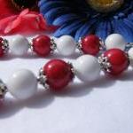 Red & White Mountain Jade Necklace,..