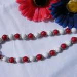 Red & White Mountain Jade Necklace,..