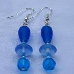 Earrings, Blue Glass