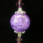 Earrings, Purple Cracked Glass &..