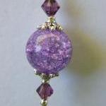 Earrings, Purple Cracked Glass &..