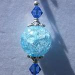 Earrings, Blue Cracked Glass, Swarovski Crystal