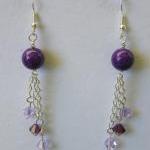 Earrings, Dangle, Purple, Swarovski Crystals