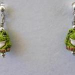Earrings, Frogs, Ceramic