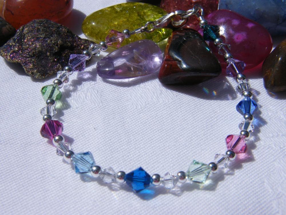 Rainbow Crystal Swarovski Bracelet, 7-1/4" Length
